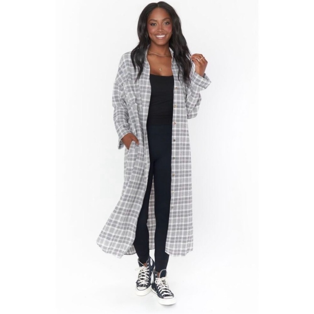 Show me your mumu plaid long shirt